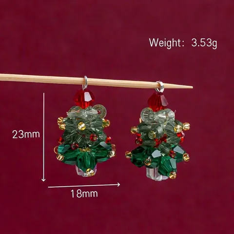 Handgemaakte Kerstboom Glas Kralen Hanger Gefacetteerde Kristallen Bedel Voor DIY Sieraden Maken Feestelijke Oorbellen Ornament