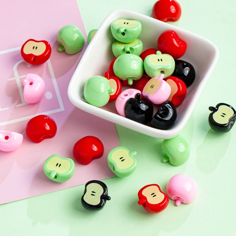 Colorful Acrylic Apple Beads Fruit Shaped DIY Jewelry Accessories For Bracelet Necklace Making Creative Craft Materials