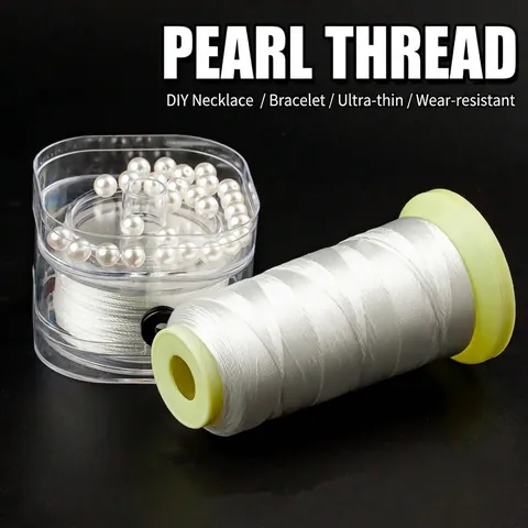 Fil de Perla Artificialge en Polyester Blanc Cordon Durable Haute Résistance pour Bijoux DIY Bracelet Collier Accessoires Artisanaux