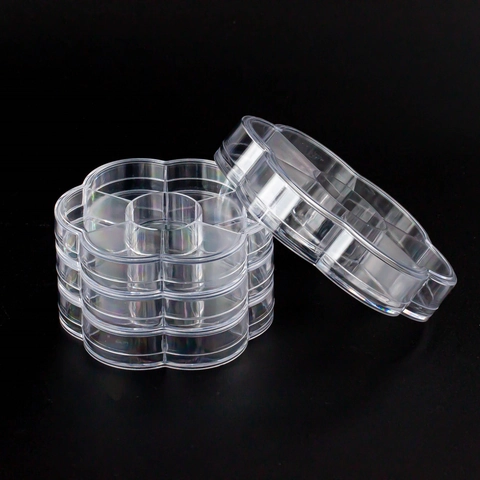Transparent Flower Shaped Multi-Grid Plastic Storage Box With Lid For Jewelry Nail Art Beads DIY Accessories Organizer