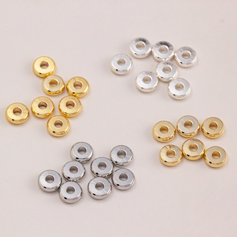 Copper Gold Filled Spacer Beads 14K 18K Real Gold Plated Round Flat Doughnut Metal Beads For DIY Bracelet Jewelry Making Handmade Accessories