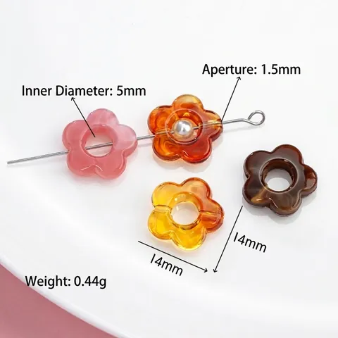 14mm Acrylic Five-Petal Flower Beads Marble Dyeing Pattern DIY Jewelry Accessories For Handcrafted Earrings Hairpin Pendants