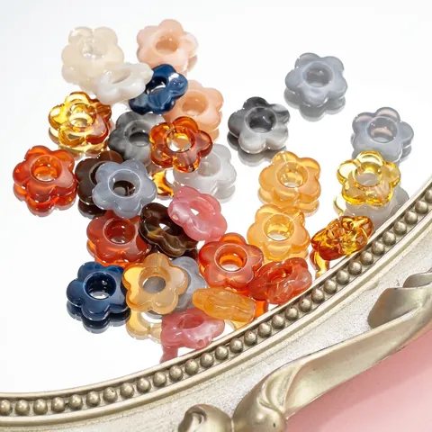 14mm Acrylic Five-Petal Flower Beads Marble Dyeing Pattern DIY Jewelry Accessories For Handcrafted Earrings Hairpin Pendants
