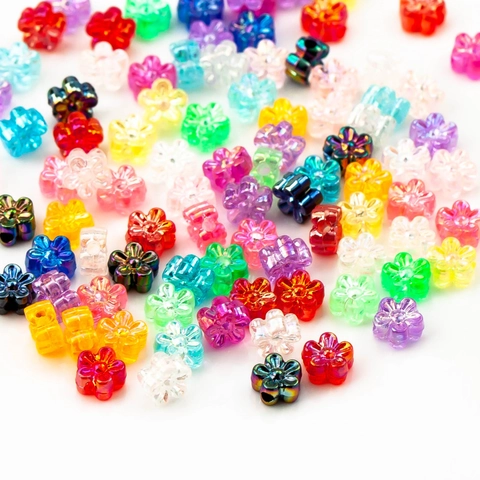 Perline in Resina a Forma di Fiore Colore AB per Creazione Gioielli Fai da Te Perline Distanziatrici in Acrilico per Bracciali Collane