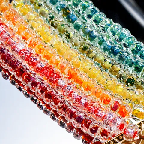 Cuentas de Vidrio Lampwork Hechas a Mano Redondo Plano Onda de Agua Cuentas Sueltas para DIY Pulsera Collar Joyería