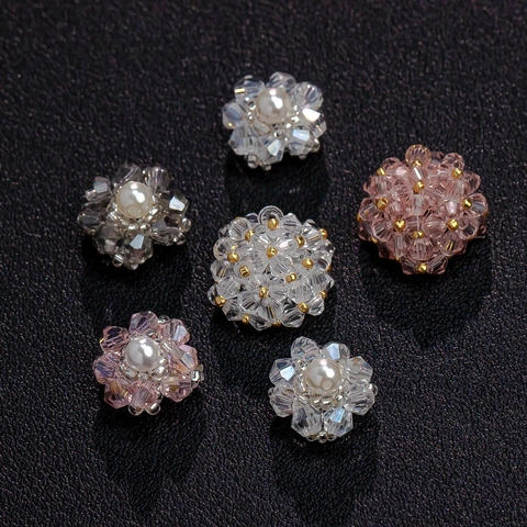 Handmade Crystal Flower DIY Accessories For Earrings Shoes Hair Clips Faux Artificial Pearl Beaded Floral Jewelry Making Components