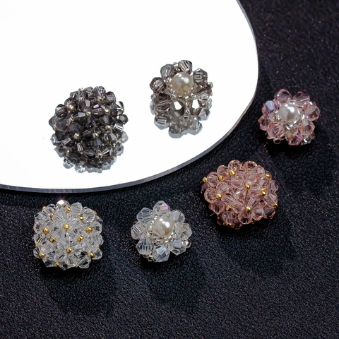 Handmade Crystal Flower DIY Accessories For Earrings Shoes Hair Clips Faux Artificial Pearl Beaded Floral Jewelry Making Components