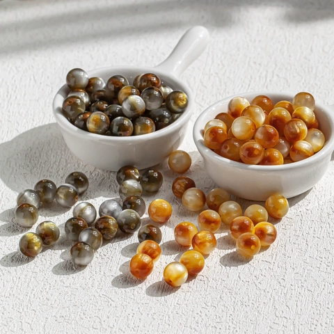 Resin Loose Beads For Jewelry Making Brown Cat Eye Effect Gilded Starry Style Round Beads With Hole For DIY Bracelet Necklace