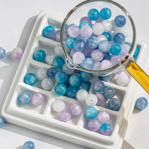 Perles en Résine Plaquées Or Ciel Étoilé Avec Texture Marbrée Design Rond Perforé Pour Bijoux DIY Bracelet Collier Artisanat Perles