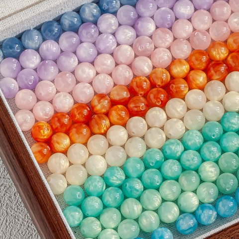 Macaron Colors Resin Beads Starry Gold Foil DIY Jewelry Making Beads For Bracelets Necklaces Handmade Accessories 8mm 10mm