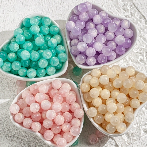Macaron Colors Resin Beads Starry Gold Foil DIY Jewelry Making Beads For Bracelets Necklaces Handmade Accessories 8mm 10mm