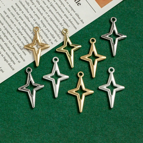Breloques Pendentif Étoile Creuse en Alliage pour Collier Bracelet Boucles d'Oreilles DIY Accessoires de Bijoux Or Argent