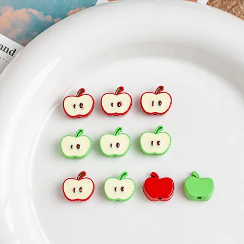 Lackierte Legierung Apfel Frucht Perlen Für Schmuckherstellung DIY Handgefertigtes Zubehör Rot Grün Apfelform Perlen Charms