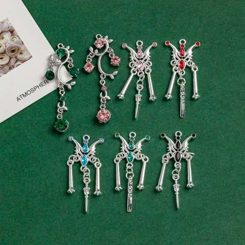 Breloques Gland Papillon Vigne Incrustées de Zirconium en Alliage pour Fabrication Bijoux DIY Style Gothique Vintage Boucles d'Oreilles
