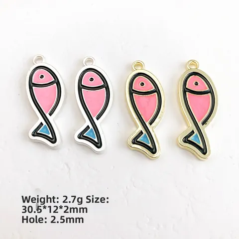 Lindos Colgantes de Pez de Aleación de Dibujos Animados Charms de Esmalte para Fabricación de Joyas DIY