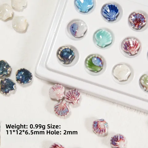 Shell Shape Polymer Clay Loose Beads For DIY Jewelry Making Kiln Glaze Scallop Charms For Bracelets Necklaces Jewelry Findings