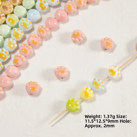 Colorful Cat Paw Polymer Clay Loose Beads For DIY Jewelry Making Cute Animal Style Beads For Necklace Bracelet Craft Supplies