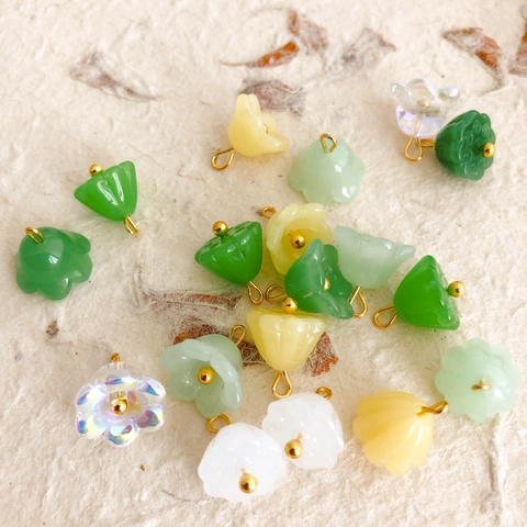 New Chinese Style Lily Of Valley Lotus Pod Glass Charms Beads For DIY Jewelry Making Bracelet Earrings Handmade Accessories