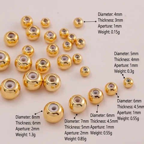 Perle Fermo Posizionamento in Silicone Placcato Oro 14K 18K in Rame Perle Sfuse Scorrevoli Rotonde per Accessori Creazione Gioielli Collana Bracciale Fai da Te
