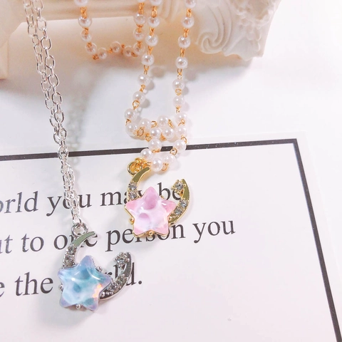 Ciondolo in Resina di Strass in Lega a Forma di Stella e Luna per Creazione di Gioielli Fai da Te Accessorio per Gioielli in Stile Dolce Collana Braccialetto Orecchino