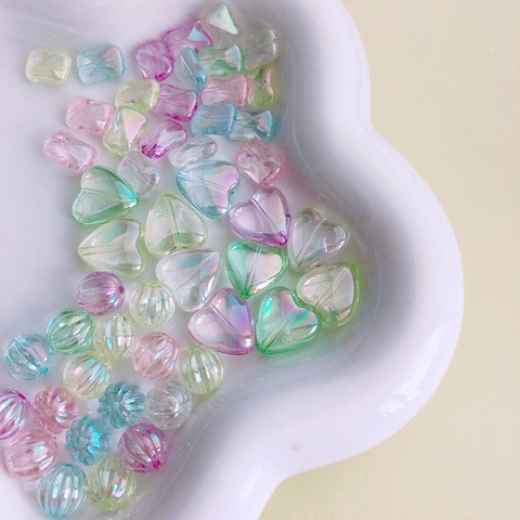 Aurora Acrylic Beads Heart Pumpkin Cube Shape Iridescent Loose Beads For DIY Bracelet Necklace Phone Chain Jewelry Making Accessories