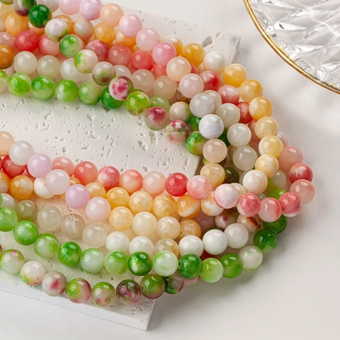 Perles Rondes en Pierre Naturelle Pour la Fabrication de Bijoux DIY Plusieurs Couleurs Perles en Vrac Lisses Pour Bracelet Collier Accessoires