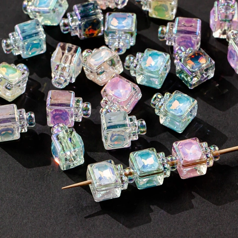 DIY Acrylic Heart Perfume Bottle Shape Iridescent Plated Loose Beads For Jewelry Making Keychain Phone Chain Accessories