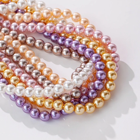 Cuentas Redondas de Imitación Perlas Artificiales Vidrio Lisas Brillantes Cuentas Sueltas para Joyería DIY Collares Pulseras Accesorios