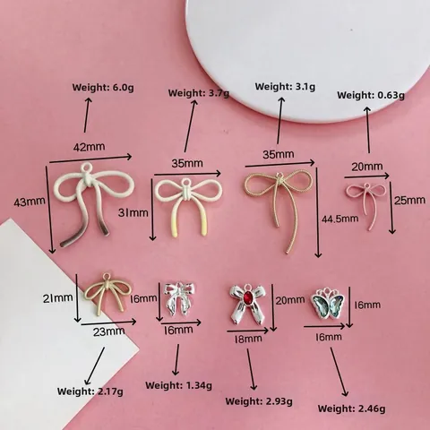 Macaron Color Alloy Bowknot Butterfly Charms DIY Earrings Phone Case Keychain Accessories Jewelry Making Findings Charms