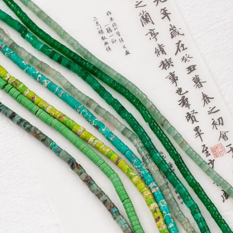 Perline Heishi Piatte in Pietra Naturale per Creazione Gioielli DIY Perline Distanziatrici in Pietra Verde per Bracciali e Collane