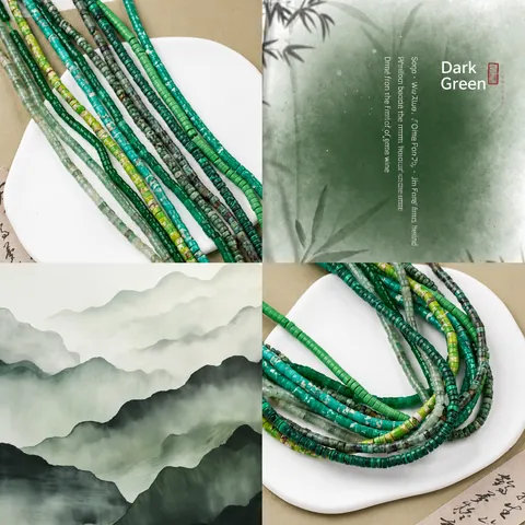 Natural Stone Flat Heishi Beads For DIY Jewelry Making Green Gemstone Spacer Beads Handmade Bracelet Necklace Accessories