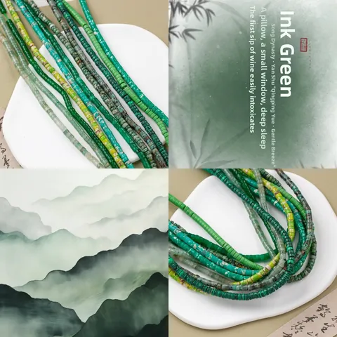 Natural Stone Flat Heishi Beads For DIY Jewelry Making Green Gemstone Spacer Beads Handmade Bracelet Necklace Accessories