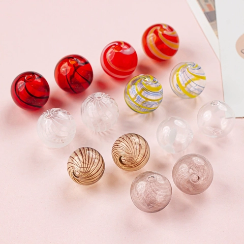 Vintage Lampwork Glass Beads Hollow Bubble Ball Spiral Lines For DIY Earrings Bracelet Jewelry Making Handmade Accessories