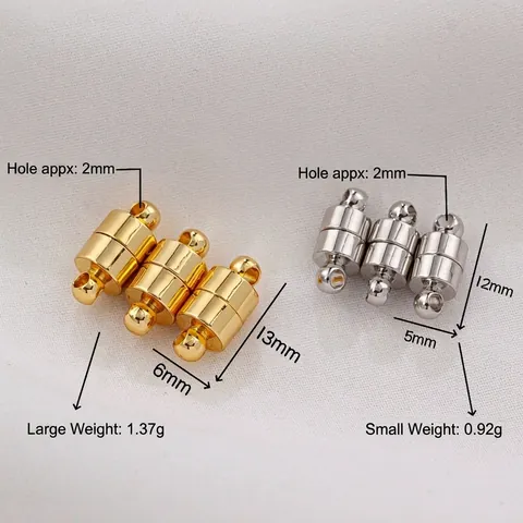 14K Gold Vergoldet Magnetverschlüsse Zylindrischer Schmuckverbinder Für DIY Halskette Armband Herstellung Gold Silber Weiß K