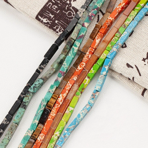 Natural Stone Rectangle Beads Cube Spacer Loose Beads For DIY Bracelet Necklace Jewelry Making Findings Vintage Style
