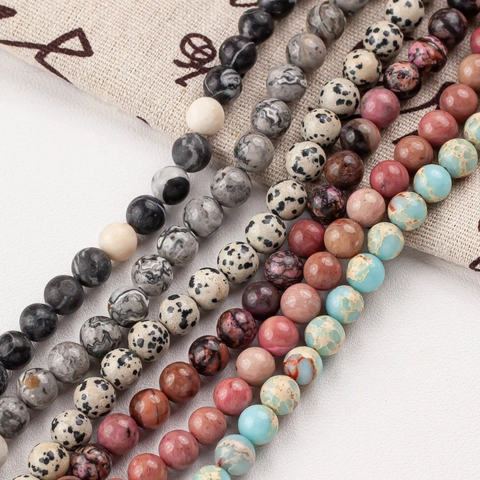 Natural Stone Round Beads 4mm 6mm 8mm 10mm Polished Loose Beads For DIY Jewelry Making Handmade Necklace Bracelet Accessory