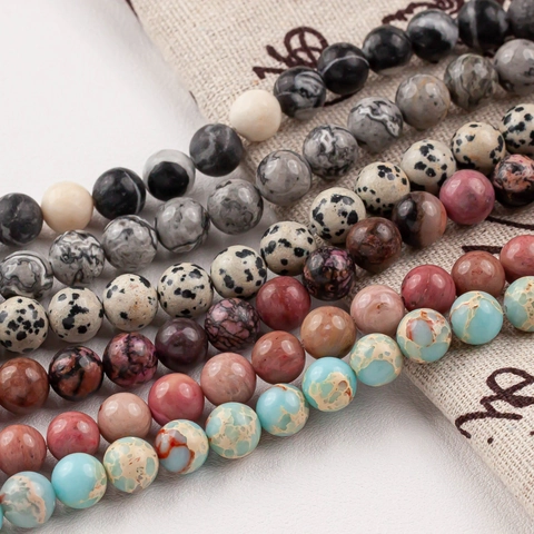 Natural Stone Round Beads 4mm 6mm 8mm 10mm Polished Loose Beads For DIY Jewelry Making Handmade Necklace Bracelet Accessory