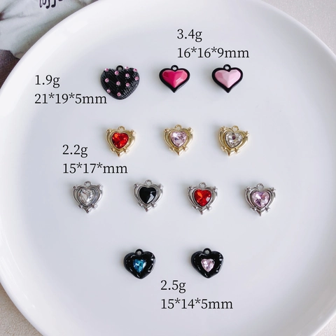 Luxus Legierung Herz Anhänger Nur (Ohne Kette) Für DIY Schmuckherstellung Strass Emaille Herz Charms Für Damen Zubehör