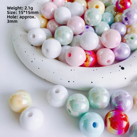 Perline Sciolte Rotonde in Acrilico Iridescente Colorate Macaron Aurora Per Creazione Gioielli DIY Bracciale Collana Accessori