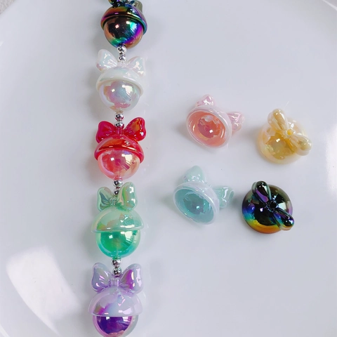 Iridescent Acrylic Bowknot Beads For DIY Jewelry Making Colorful Mini Bow Charms For Phone Chain Bag Pendant Handicraft
