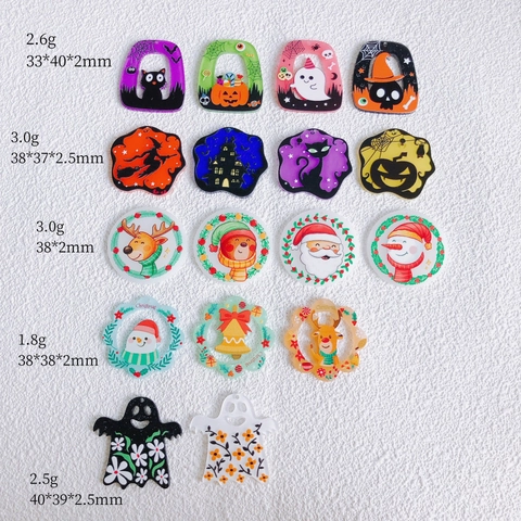 Süße Japanischer Cartoon-Stil Acryl Weihnachten Halloween DIY Anhänger Für Ohrringe Schmuckherstellung Weihnachtsmann Rentier Geist Zubehör