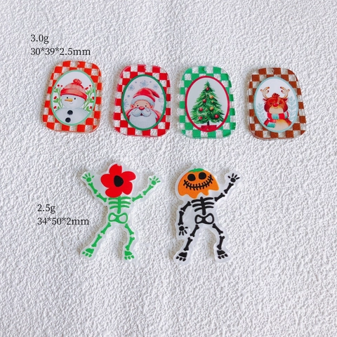Süße Japanischer Cartoon-Stil Acryl Weihnachten Halloween DIY Anhänger Für Ohrringe Schmuckherstellung Weihnachtsmann Rentier Geist Zubehör