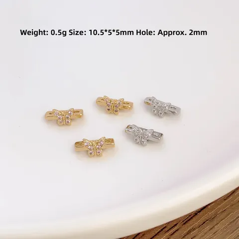 Perles Intercalaires Papillon en Cuivre Plaqué Or avec Strass et Perles Artificielles pour Création de Bijoux DIY
