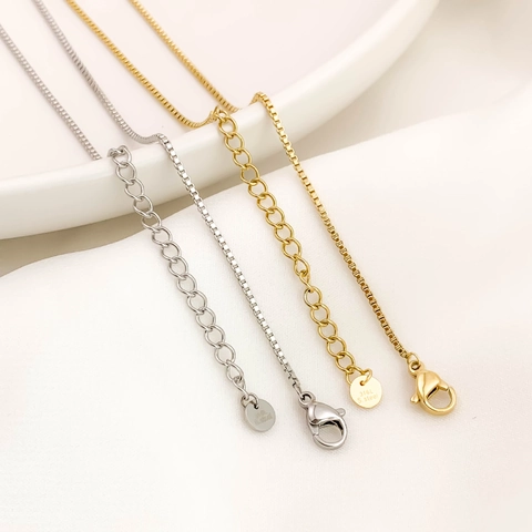 316L Stainless Steel Box Chain Necklace Accessory For Women DIY Jewelry Making Minimalist Link Chain With Extension