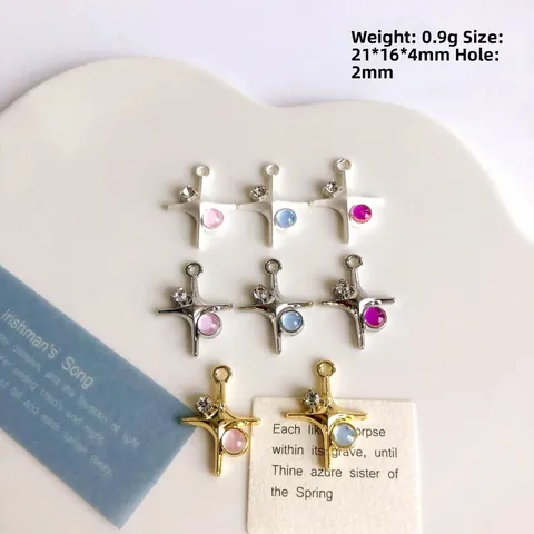 Alloy Cross Star Pendants with Zirconia and Synthetic Gems DIY Jewelry Accessories for Necklace Bracelet Jewelry Making