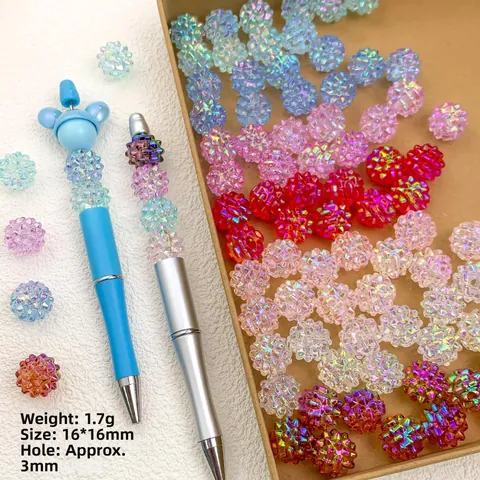 16mm Iridescent AB Coating Faceted Berry Beads Resin Acrylic Loose Beads For DIY Bracelet Keychain Jewelry Making Accessory