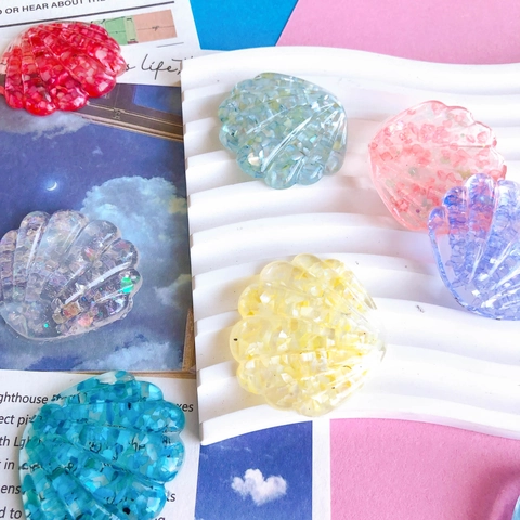 Ocean Style Resin Seashell Charms For DIY Jewelry Making Fresh Sweet Colorful Glitter Shell Patches For Hair Clips Accessories