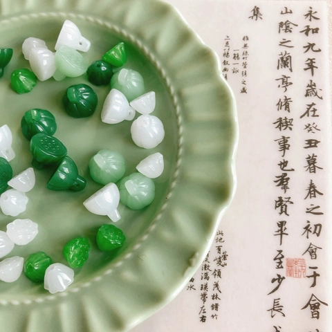 Dijes de Flor de Loto de Vidrio Esmaltado de Imitación de Jade Vintage Colgantes para Fabricación de Joyas DIY Accesorios