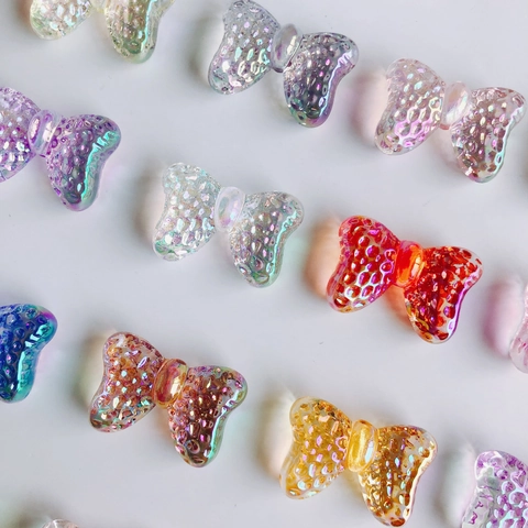 DIY Resin Iridescent Butterfly Bow Charms Candy Color Translucent Pendants For Jewelry Making Earring Craft Accessory