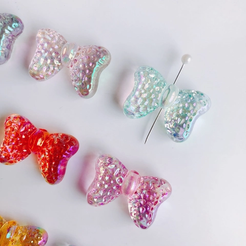 DIY Resin Iridescent Butterfly Bow Charms Candy Color Translucent Pendants For Jewelry Making Earring Craft Accessory